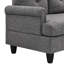 Canapé d'angle 2 pièces rembourré, 3 places et méridienne (côté droit), revêtement gris, pattes blocs, style géométrique uni, profondeur 142 cm, largeur 198 cm, hauteur 89 cm, poids 71 ​​kg, coussins inclus.