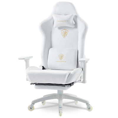 Breathable Suede Fabric Gaming Chair, Big and Tall Ergonomic Game Chair with Adjustable Massage Lumbar Support,3D Armrests,Retractable Footrest and Sm