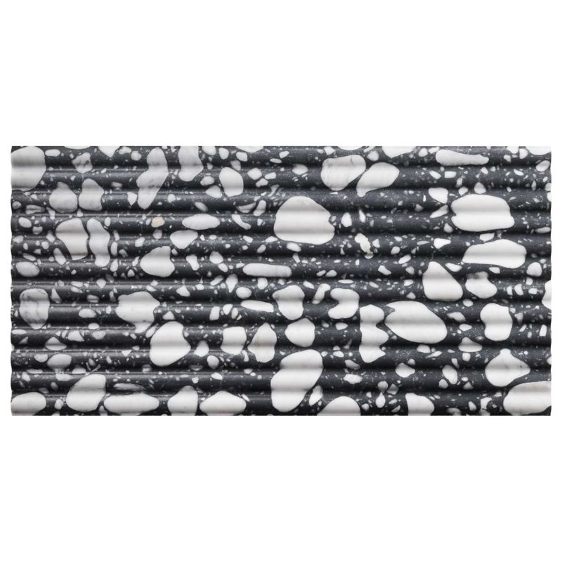 Terrazzo Italy Fluted Honed Terrazzo Tile, Sacra Nero Black/White
