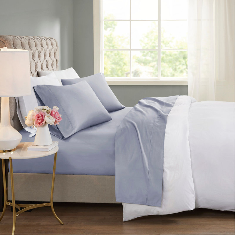 Ensemble de draps 4 pièces, Grey-Blue