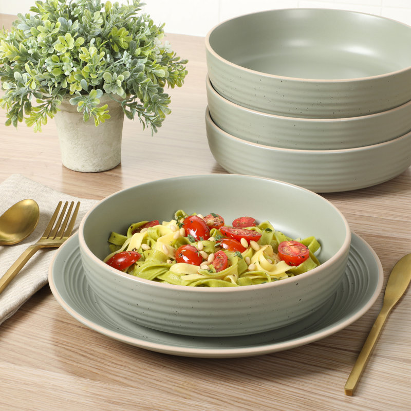 Gibson Home Stoneware Dinnerware Set - Service for 4, Sage Green