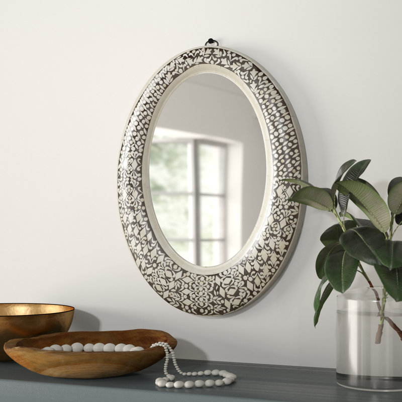 Orzo Bone Inlay Oval Wall Mirrored