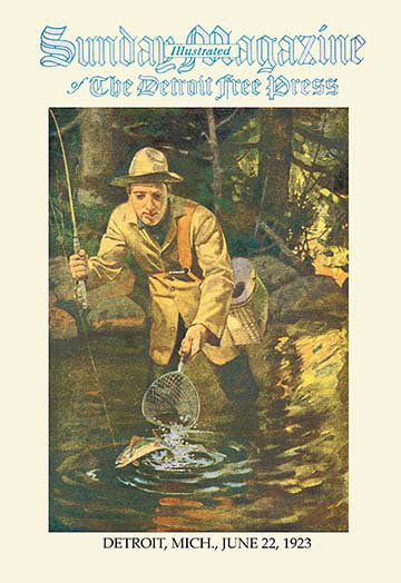 « netting the fish », reproduction d’art, H 42 po x l 28 po x P 1,5 po