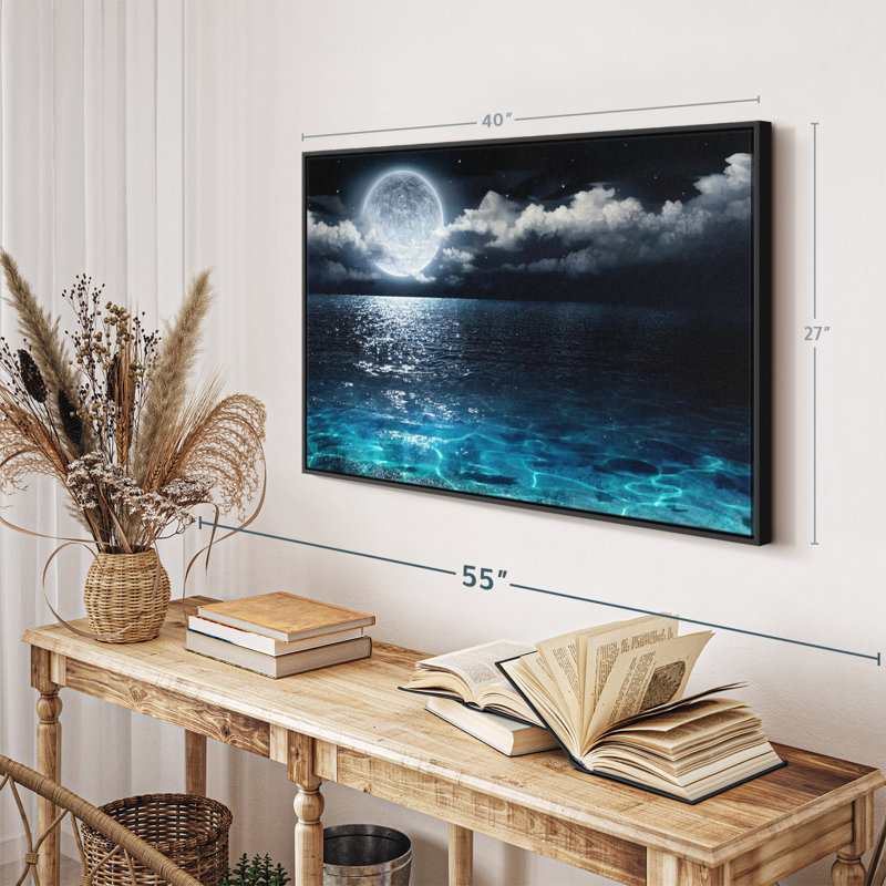 Impression sur toile romantique pleine lune, H 27 po x l 40 po