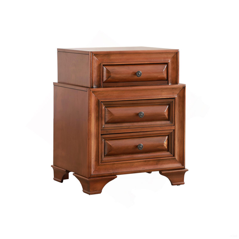 Table de chevet charmante en chêne avec façades courbées, Chêne