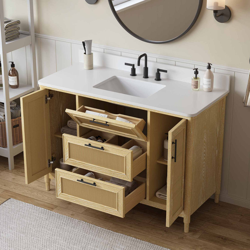 Advait 48'' Freestanding Single Bathroom Vanity with Quartz Top