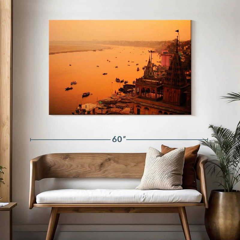Ravi Hazy Varanasi Sunset, H 32 po x l 48 po