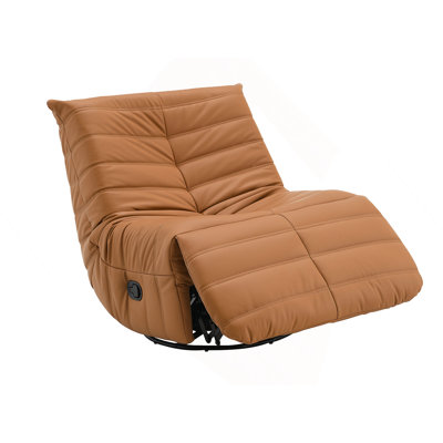 Talmon Orange Synthenic Leather Glider Recliner With Swivel