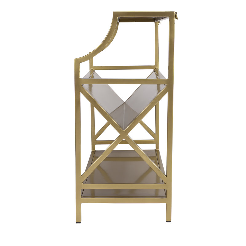 Keats Library 2 Tier 36"W Bookcase, Antique Gold