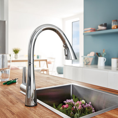 Zedra Pull Down Single Handle Kitchen Faucet with Accessories