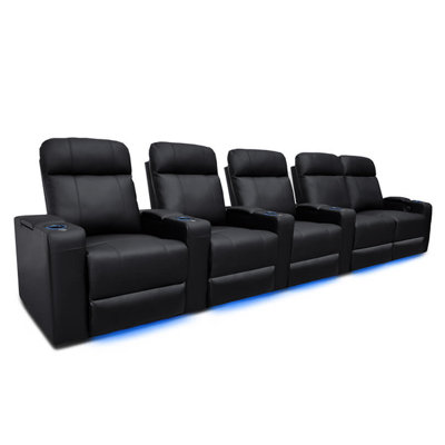 Upholstered Home Theater Seating with Cup Holder