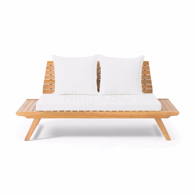 Causeuse de patio, White Cushion/Teak Frame