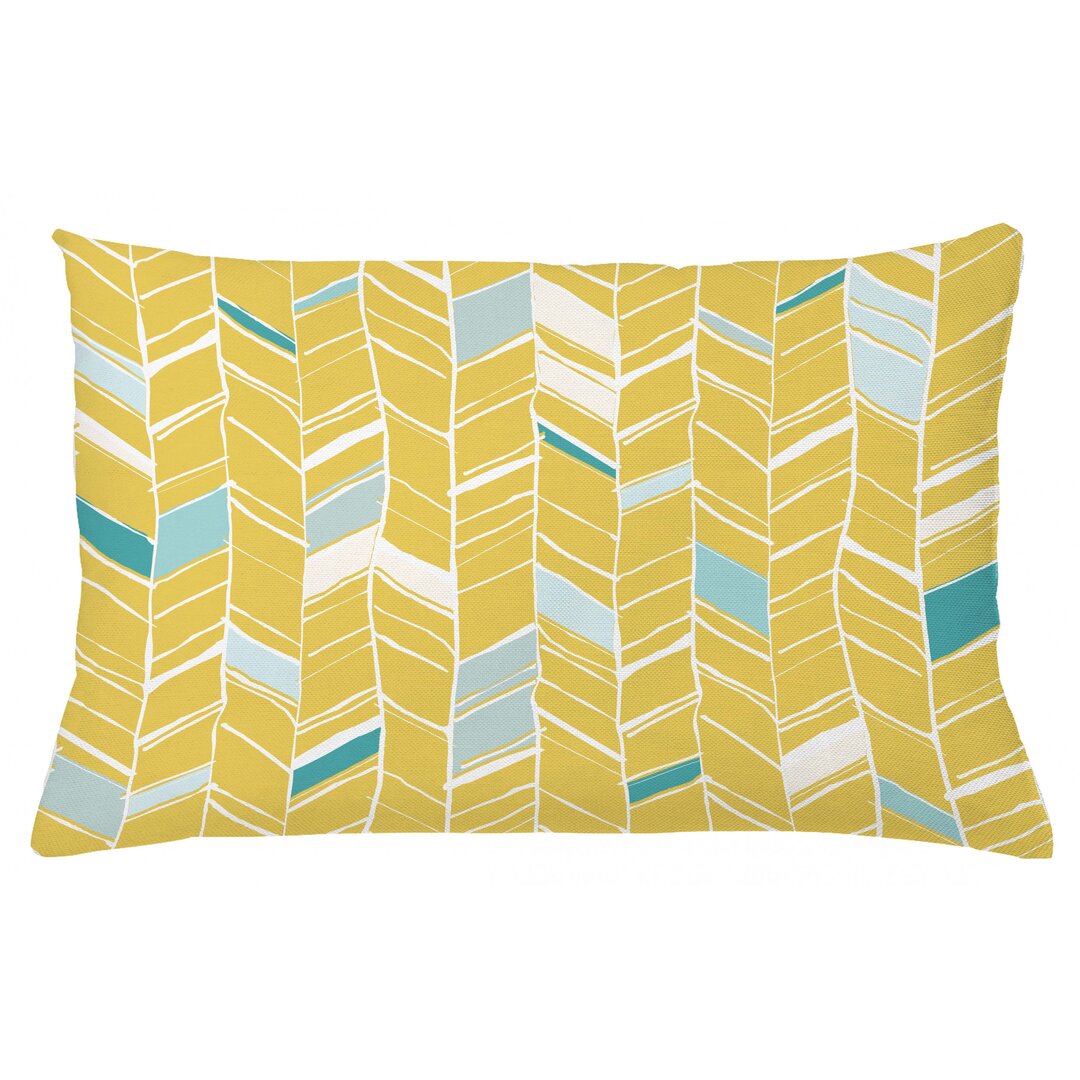 Kissenbezug, Herringbone Kunst, Yellow Chevron, Blassblau Senf