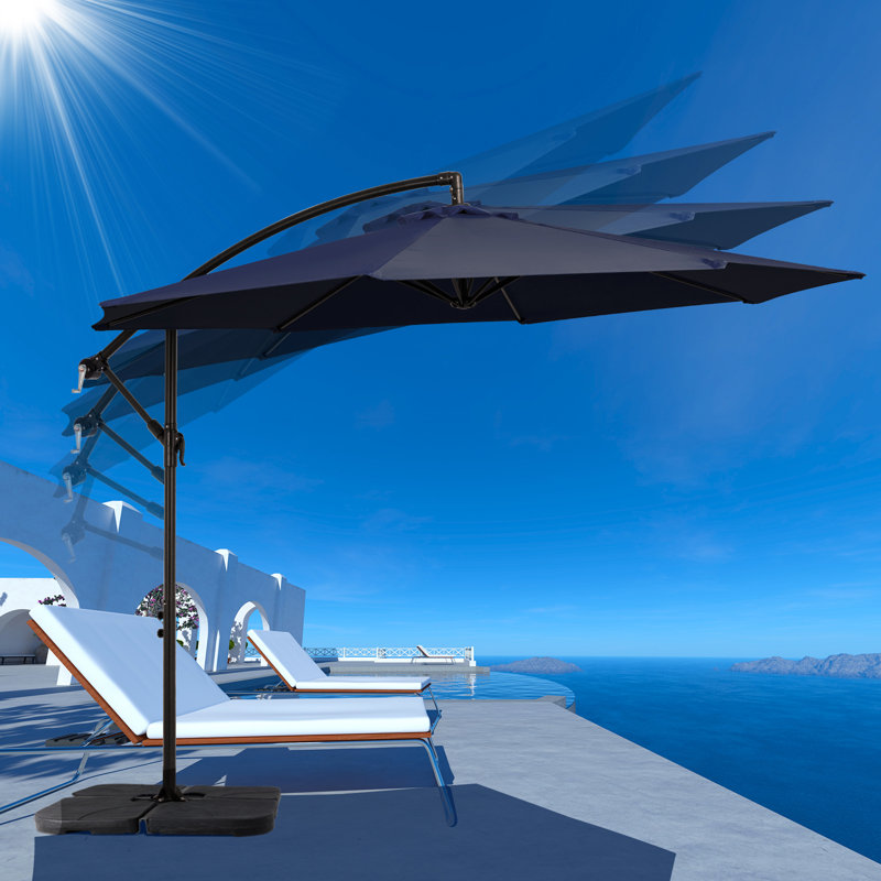 Parasol en porte-à-faux 120 po Haque, Bleu marine