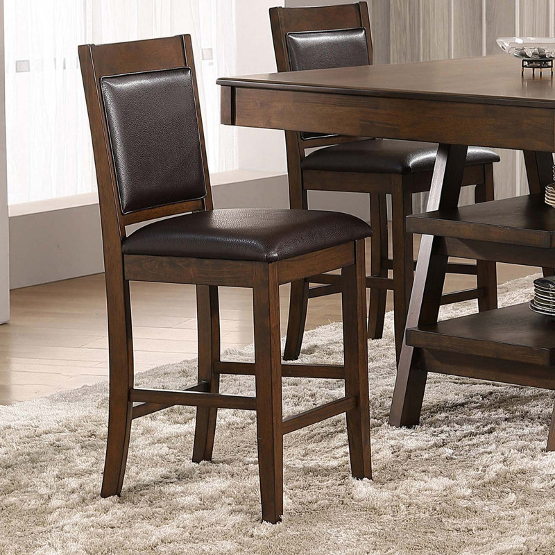 Chaise de comptoir rembourrée en noyer Dewey (ensemble de 2)