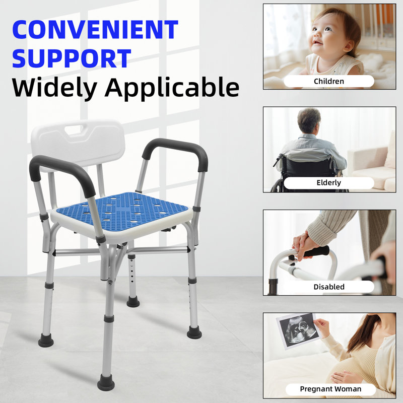 BAOKALER Bathroom Chair with Blue Cushioned Backrest