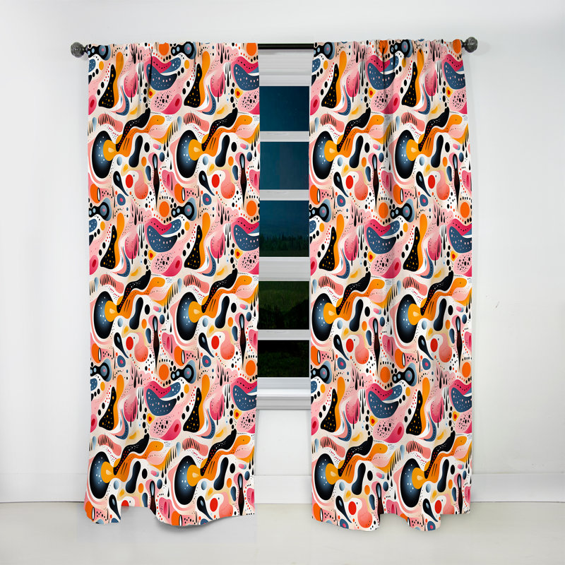 Rideau obscurcissant à motif géométrique pastel Mid Century I - 1 panneaux, L 52 po x L 90 po