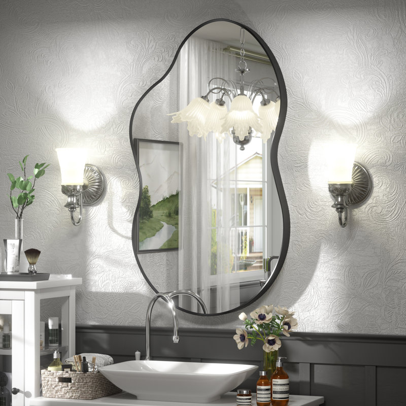 Miroir mural Amara, 36 po x 20 po, Noir mat