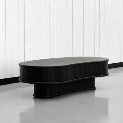 NTC RIPPLE DOU Coffee Table Modern Wooden Double-Layer Centre Table, Vertical Groove Design, Stylish Living Room Decor, Minimalist Style for Home and Office, Easy Assembly