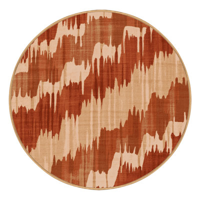 Machine Washable Wynsum Global Inspired Ikat Rug in Brown – LightBrown Binding