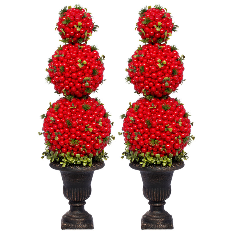 Triple Ball Berry Topiary, 23 Inches