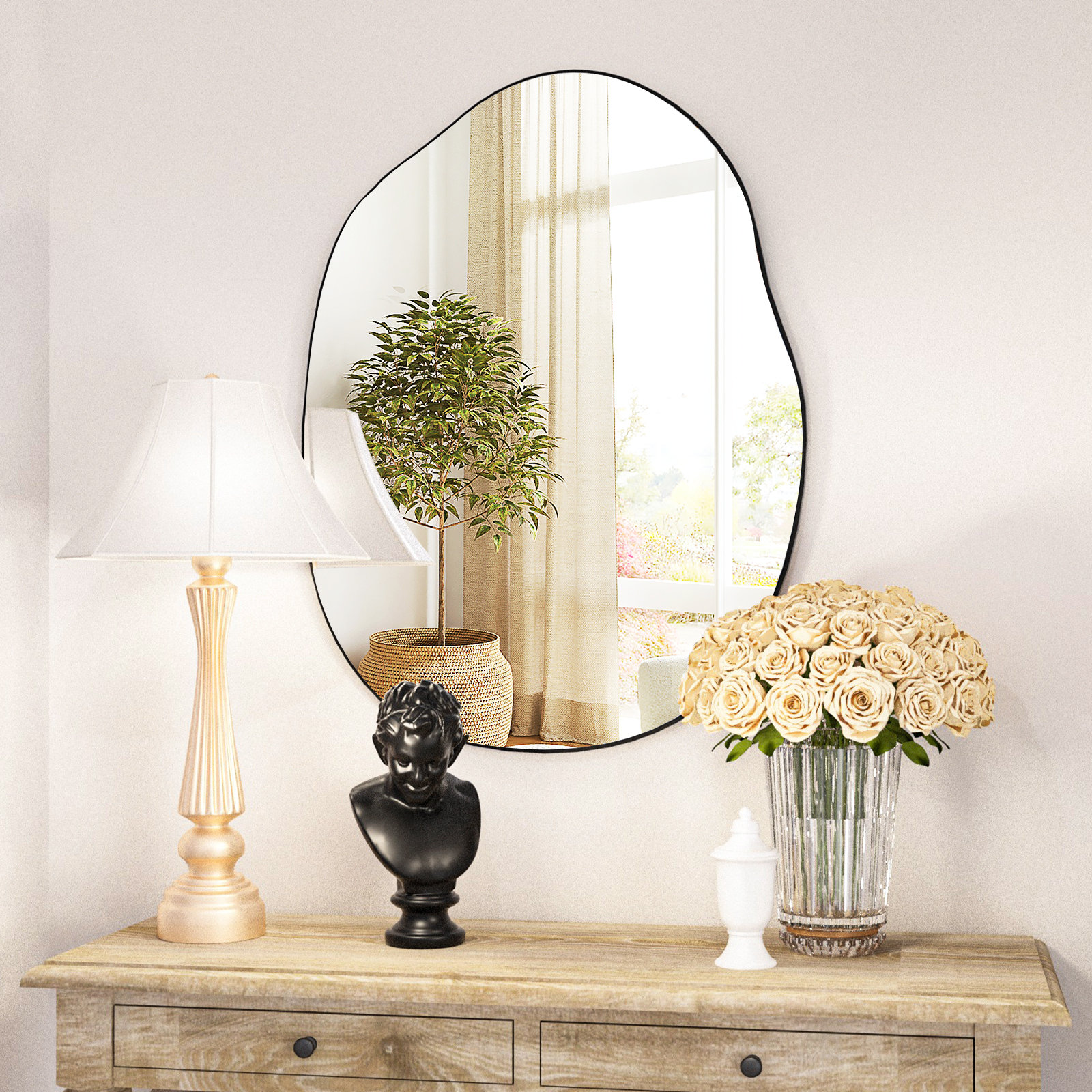 Latitude Run® Irregular Bathroom Mirror Wall Mirror Hanging Vanity ...