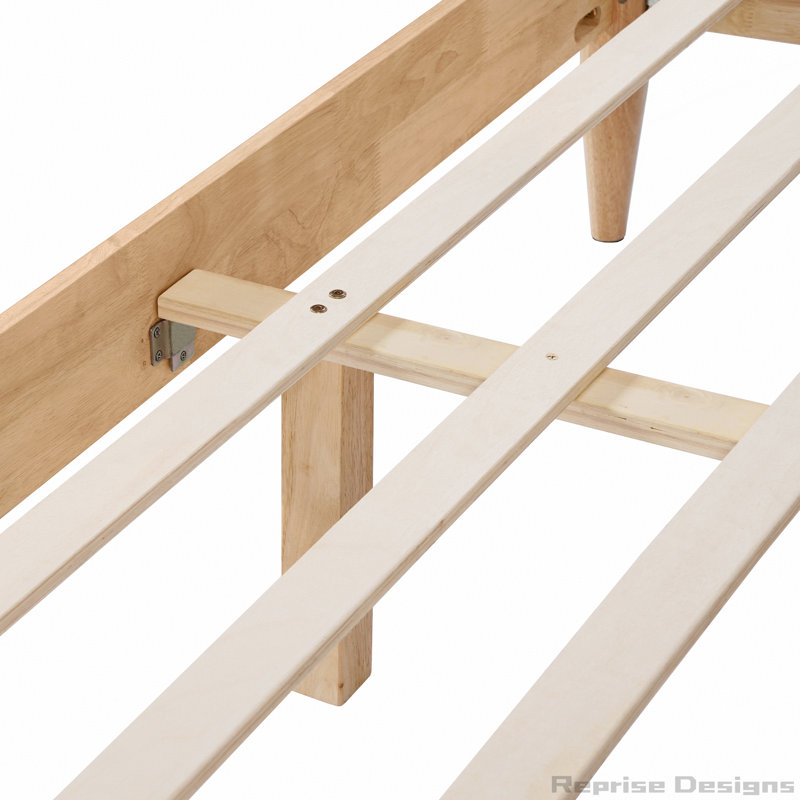 Solid Wood Bed Frame With Fleece Upholstered Headboard, Queen