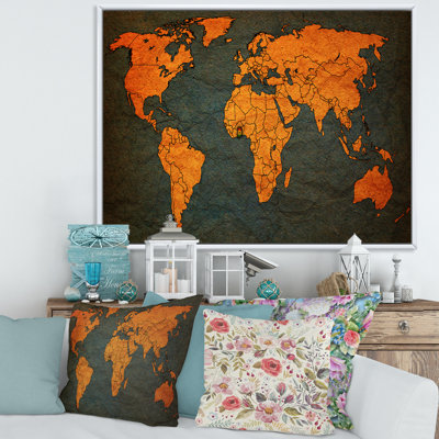 Ancient Map Of The World Africa - Floater Frame Print on Canvas