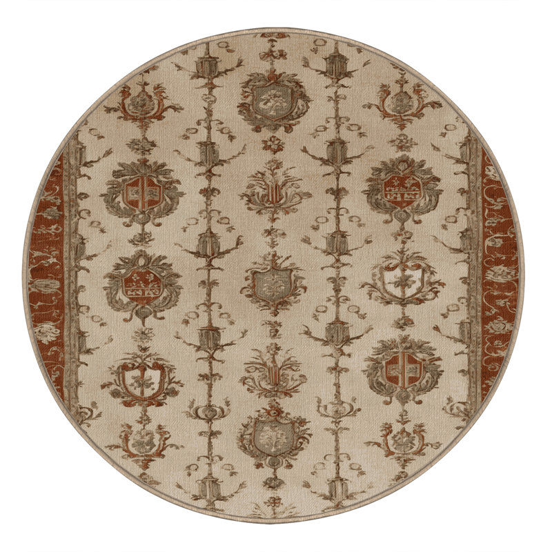 Tapis brun français lavable à la machine, Rond 7 pi