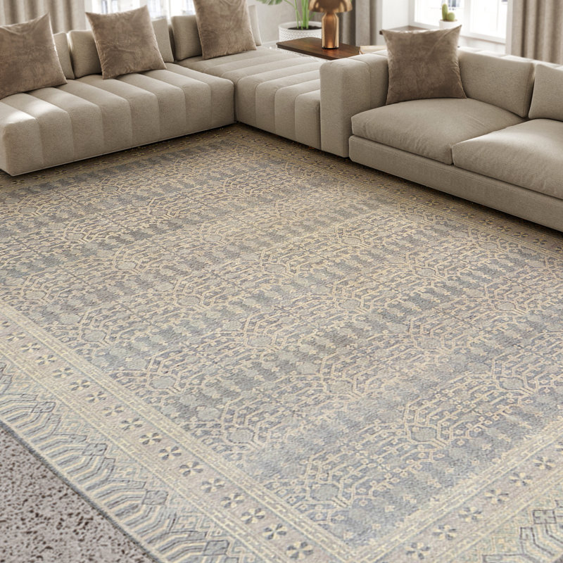 Wool Moroccan Area Rug in Light Gray, Rectangle 2' x 3'