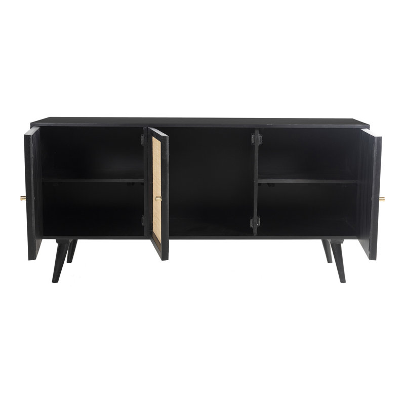 57.25" Wide Mango Solid Wood Sideboard, Black