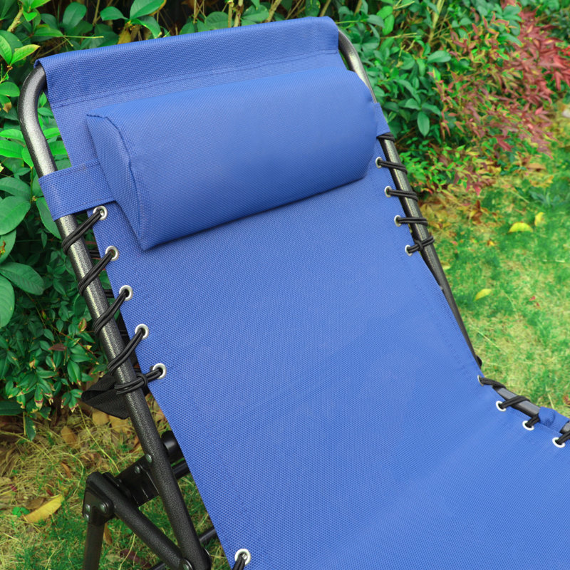 Halesowen Outdoor Metal Chaise Lounge Set , Cushion Included, Blue Cushion