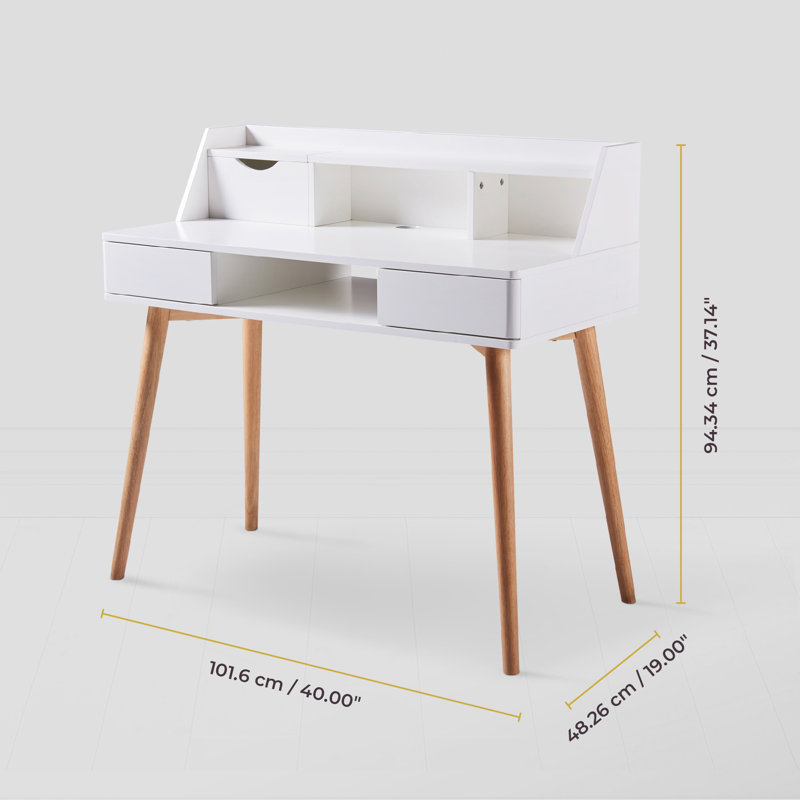 Brynlee Solid Wood Writing Desk, White