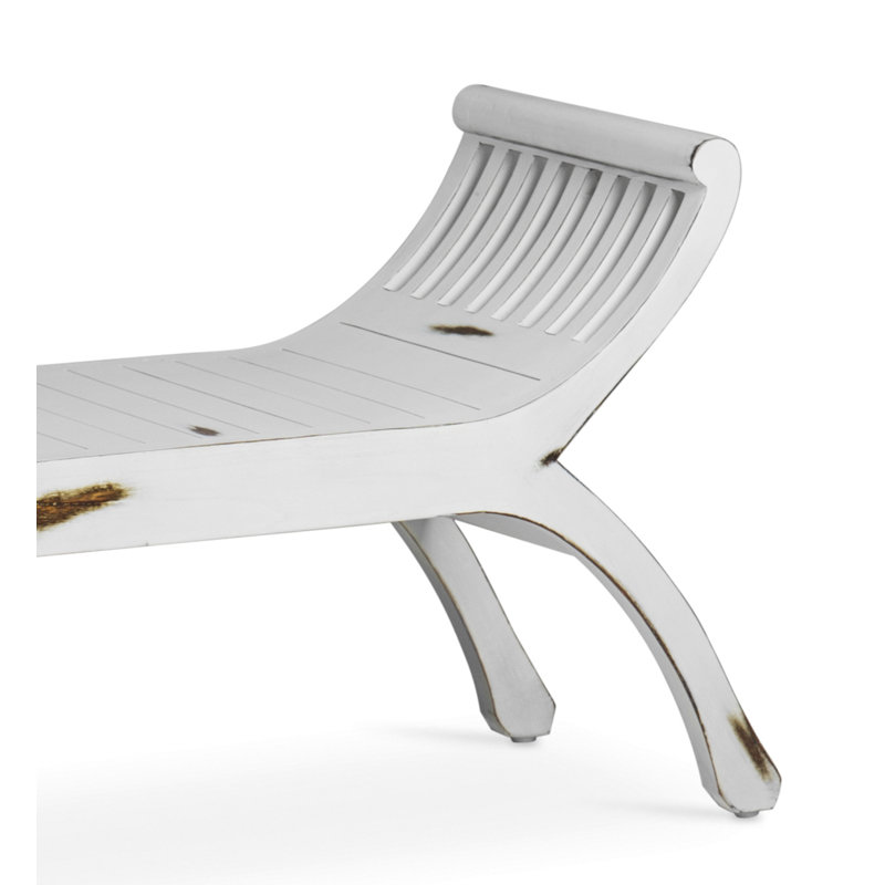 Yuyu Solid Wood Bench, Aged White
