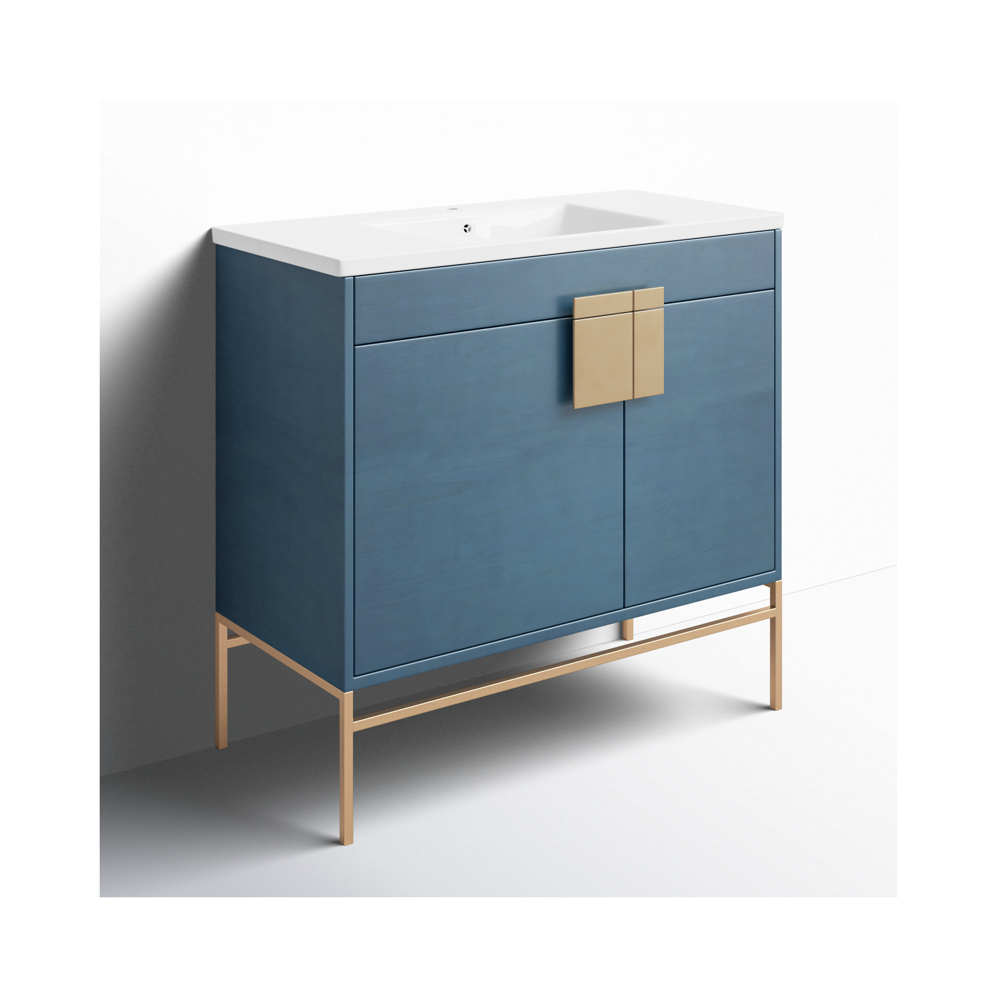 Maisie 36'' Single Bathroom Vanity, Satin Brass, French Blue