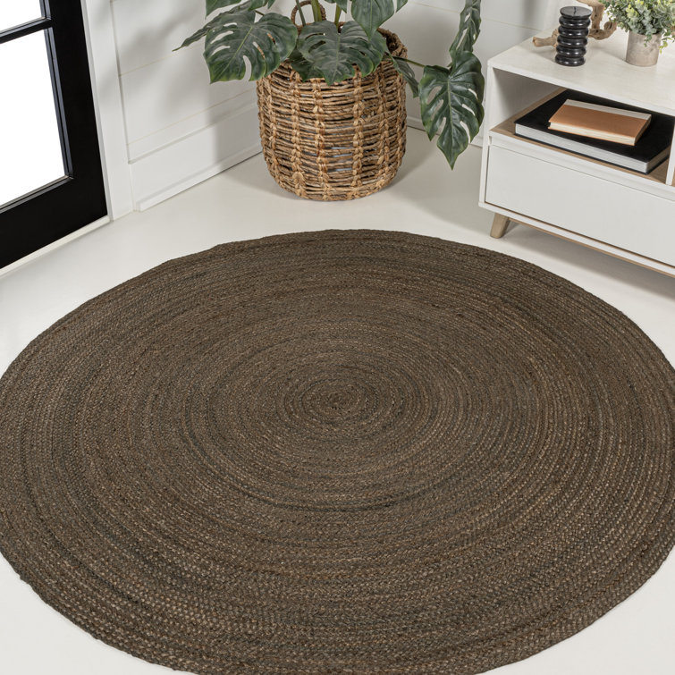 Marguise Braided Coastal Cottage Round Jute Brown Rug