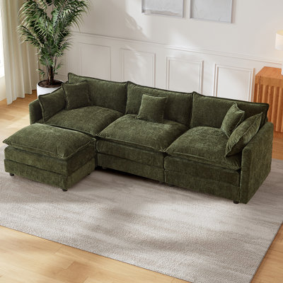 Canapé rembourré 112,2 po en chenille avec canapé-lit confortable