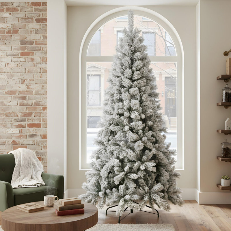 6FT PVC/Pine Needle Blend Flocked Christmas Tree, 6'
