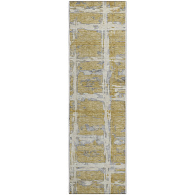 Premium Machine Washable Prisco Gold Rug