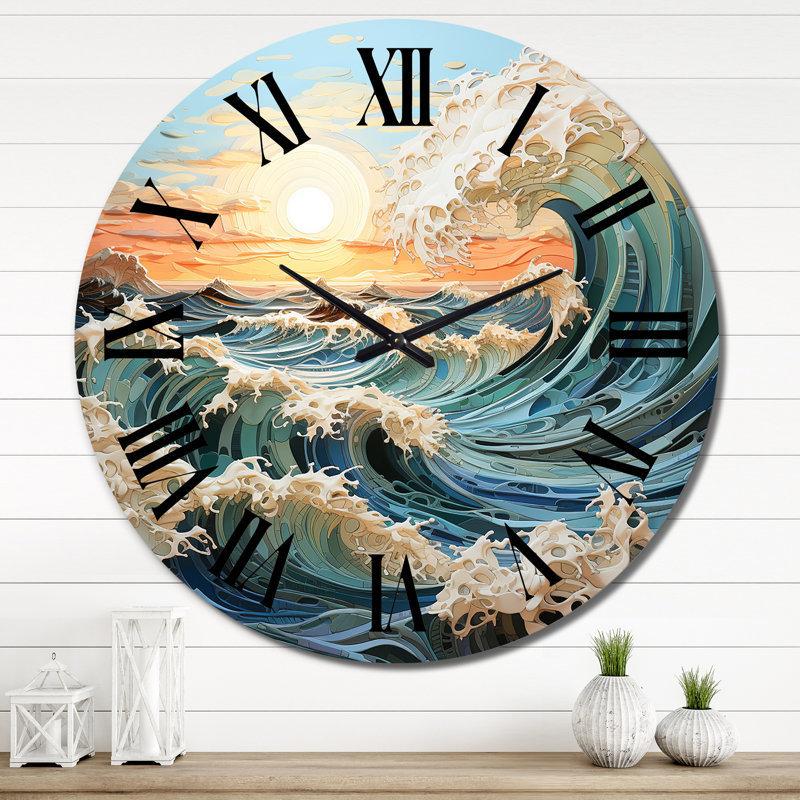 Kinetic Art Kinetic Waves II - Horloge murale nautique et de plage, Très grand