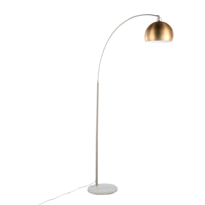 March Contemporary Floor Lamp, White Marble/Nickel 