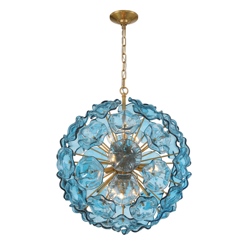 Cailynne 22.5" Aged Brass Chandelier, Blue