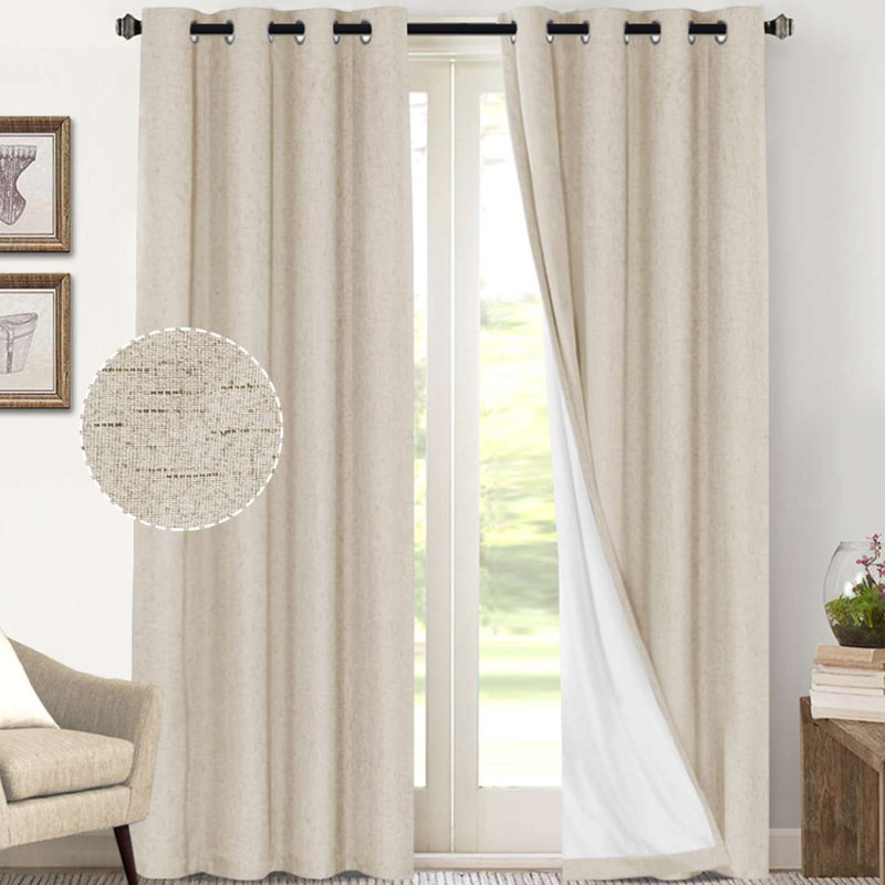 Dawain 100% Blackout Thermal Curtain Panels, 52" W x 108" L, Bleached Sand