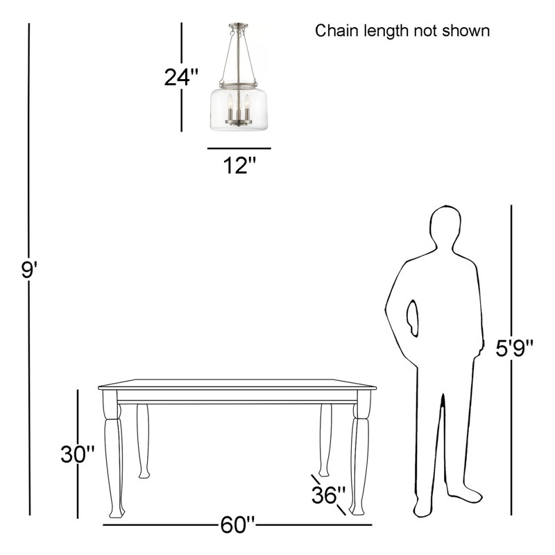 Luminaire suspendu 3 lumières Savron House Akron en nickel satiné, Nickel satiné