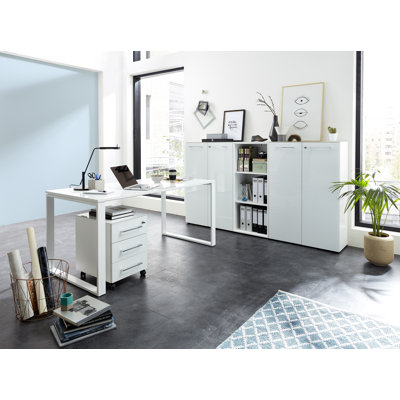Sam 5 Piece Glass Writing Desk Office Set