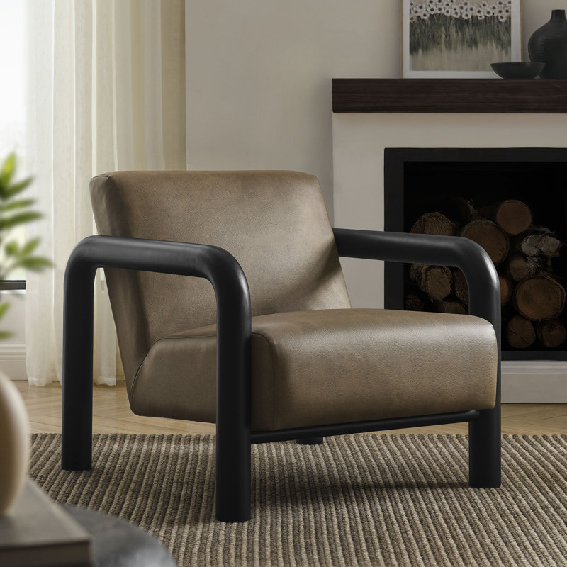 Fauteuil d'appoint en cuir Sereno Sereno, Champignon, Noir