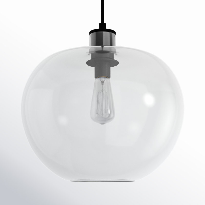 Rumford Single Light Glass Dimmable Pendant, Aged Iron, 15.63" H x 16" W x 16" D