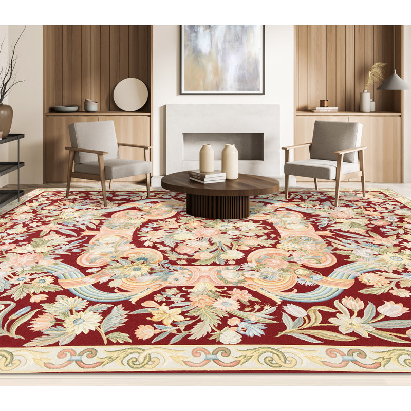 Hand-Knotted High-Quality Red and Beige Area Rug