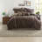 Luxury Micro Corduroy Bedding Sets, Polyester Brown Queen, Modern Lodge Comfort