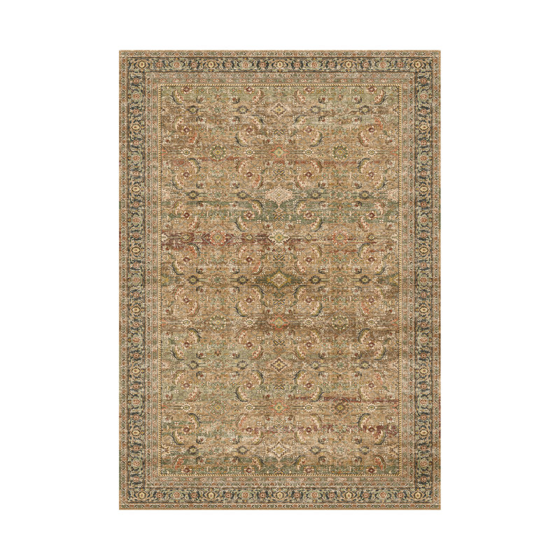 Kitty Machine Washable Taupe/Black Area Rug with Non-Slip Backing, Rectangle 8' x 10'
